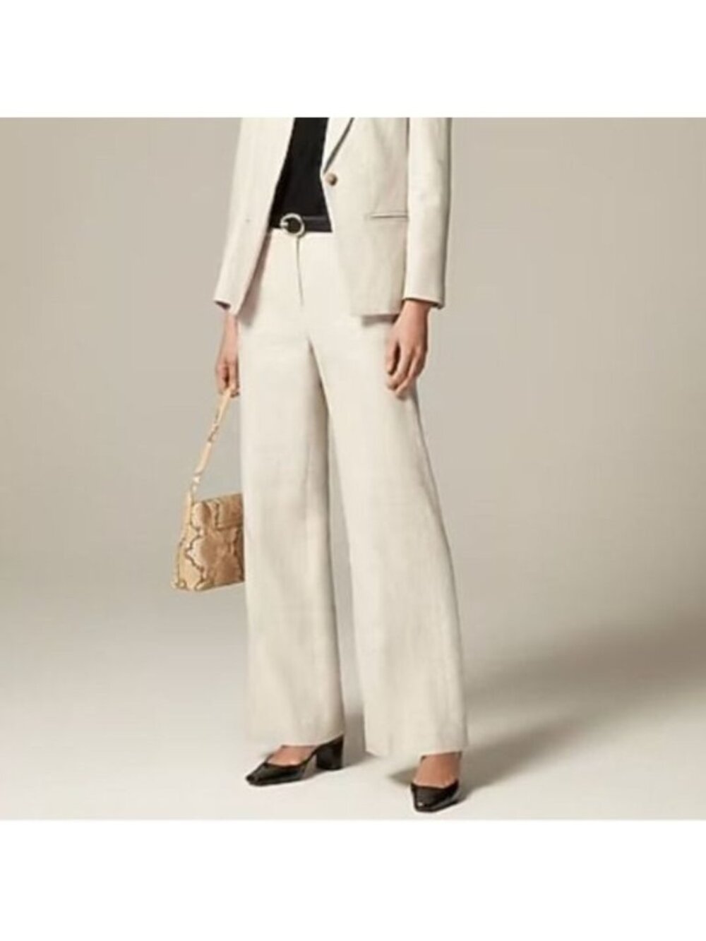 NWT J.Crew Tall Carolina Flare Pant Sz 16T Ivory Wide Leg High Rise Linen Blend